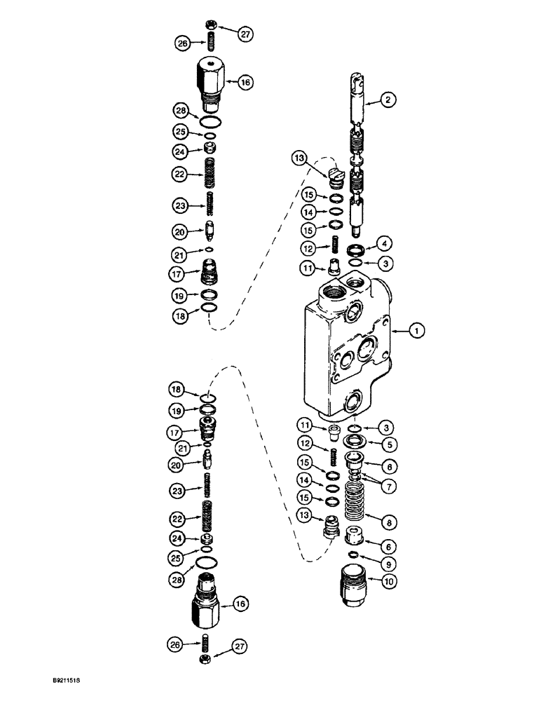 Схема запчастей Case 580SL - (8-112) - BACKHOE CONTROL VALVE, BUCKET SECTION (08) - HYDRAULICS