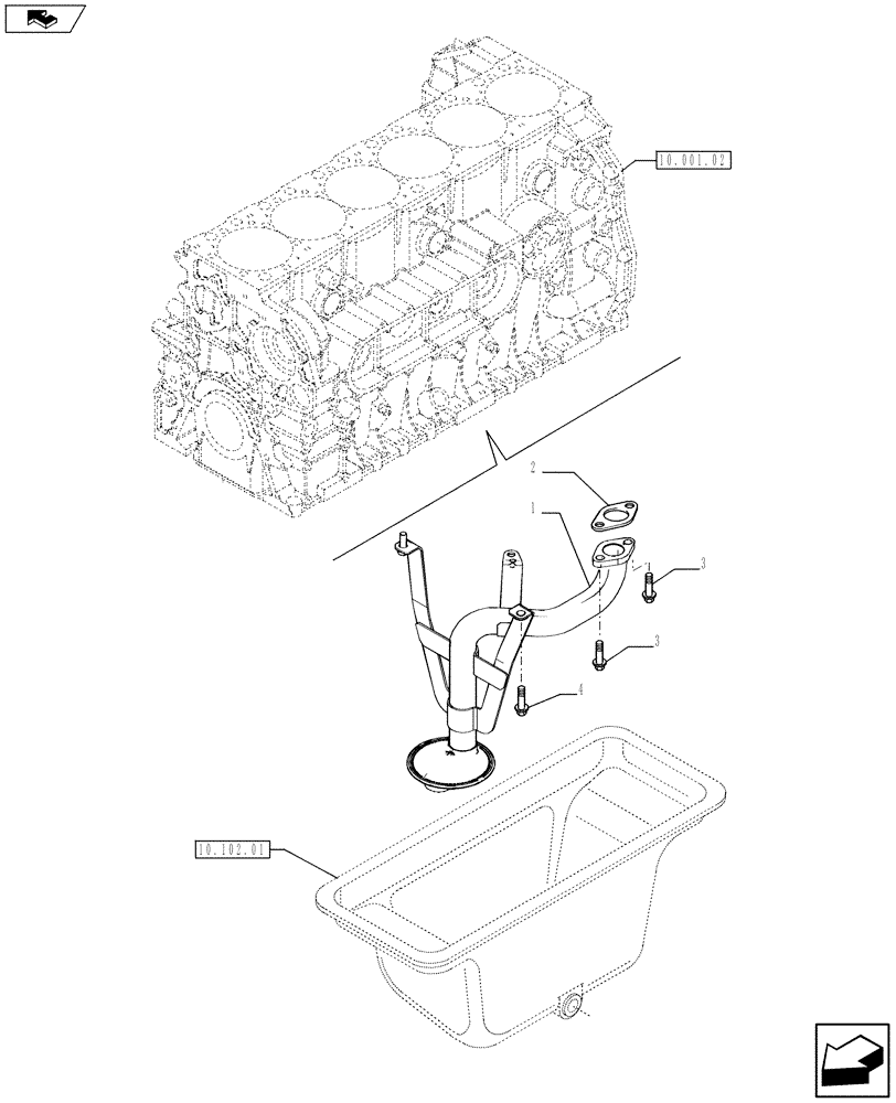 Схема запчастей Case F2CFE614D A004 - (10.304.05) - OIL PUMP PIPING (5801372397) (10) - ENGINE