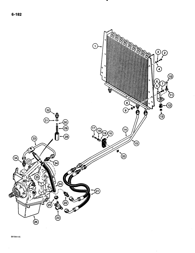 Схема запчастей Case 580K - (06-182) - POWER SHUTTLE COOLING SYSTEM (06) - POWER TRAIN