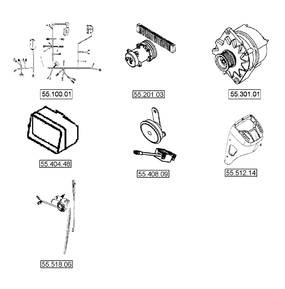 Схема запчастей Case 580SN - (00.000.55) - PICTORIAL INDEX - ELECTRICAL SYSTEM (00) - GENERAL & PICTORIAL INDEX