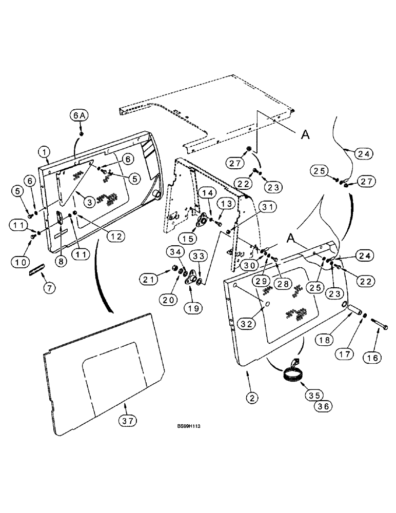 Схема запчастей Case 590SL - (9-61) - ENGINE SIDE PANELS (09) - CHASSIS/ATTACHMENTS