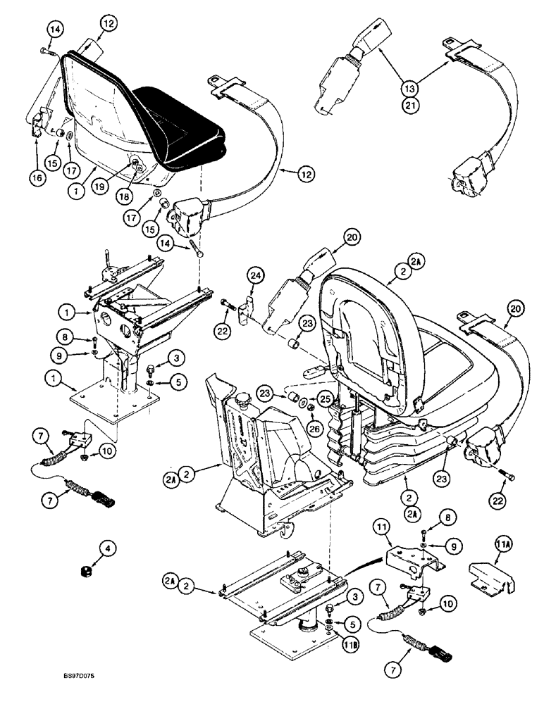 Схема запчастей Case 590SL - (9-086) - SEATS AND MOUNTING PARTS, SEAT BELT MOUNTING - STANDARD SEAT (09) - CHASSIS/ATTACHMENTS