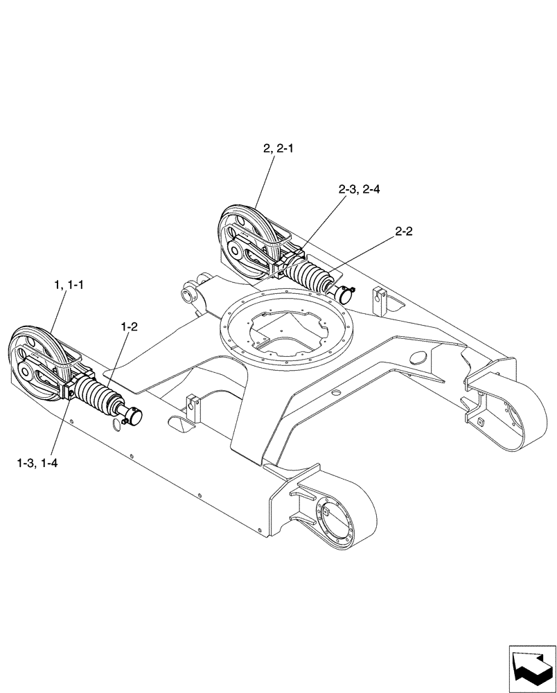 Схема запчастей Case CX31B - (02-007[01]) - IDLER ASSY, CRAWLER (48) - TRACKS & TRACK SUSPENSION