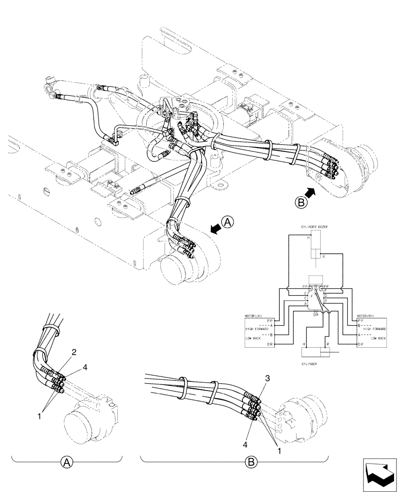 Схема запчастей Case CX17B - (02-012) - HYD LINES, PROPEL (35) - HYDRAULIC SYSTEMS