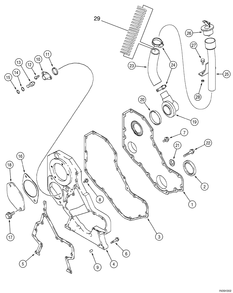 Схема запчастей Case 1150H_IND - (02-10) - FRONT GEAR COVER (02) - ENGINE