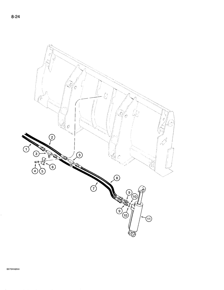 Схема запчастей Case 780D - (8-024) - LOADER CLAM CYLINDER HYDRAULIC CIRCUIT, AT CLAM BUCKET (08) - HYDRAULICS