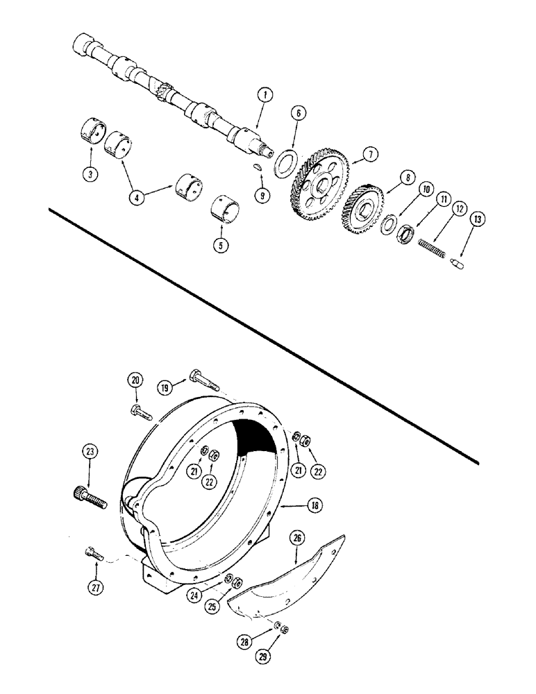 Схема запчастей Case 680CK - (019A) - CAMSHAFT, (301B) DIESEL ENGINE, FLYWHEEL HOUSING (10) - ENGINE