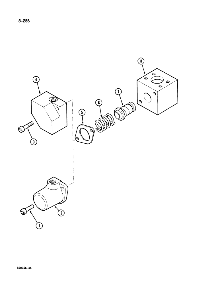 Схема запчастей Case 125B - (8-256) - PRESSURE REGULATING VALVE - 13 BAR, P.I.N. 74251 THORUGH 74574 (08) - HYDRAULICS