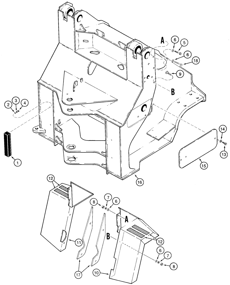 Схема запчастей Case 721C - (09-28) - FRAME, FRONT - FENDERS (09) - CHASSIS