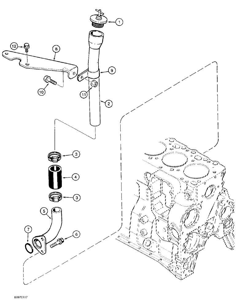 Схема запчастей Case 9030B - (2-66) - ENGINE OIL FILL ASSEMBLY, 6T-590 EMISSIONS CERTIFIED ENGINE, P.I.N. DAC03#2001 AND AFTER (02) - ENGINE