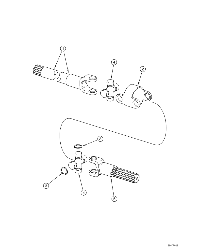 Схема запчастей Case 590SM - (06-05) - AXLE, FRONT DRIVE - SHAFTS, AXLE (06) - POWER TRAIN