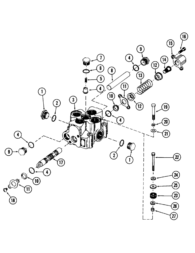 Схема запчастей Case 980 - (128) - 1-SPOOL MAIN CONTROL VALVE (07) - HYDRAULIC SYSTEM