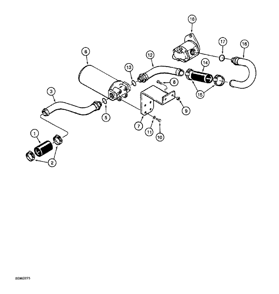 Схема запчастей Case 1150G - (6-036) - TRANSMISSION HYDRAULIC CIRCUIT, TRANSMISSION TO CHARGING PUMP, SUCTION LINE (03) - TRANSMISSION