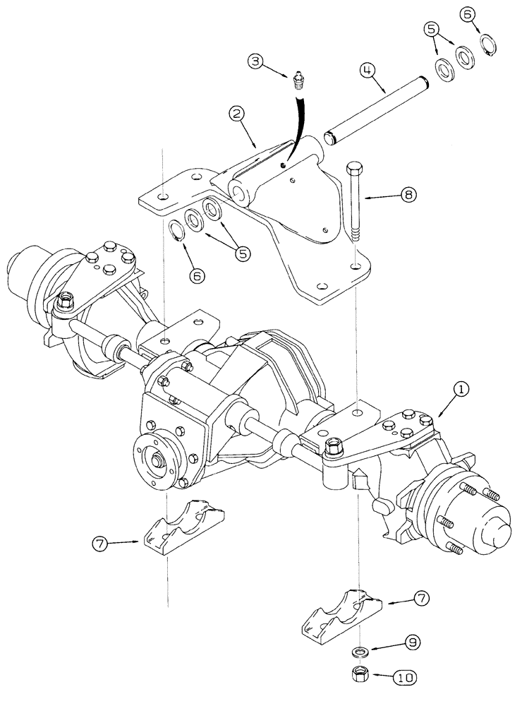 Схема запчастей Case 460 - (6-28) - DRIVE LINE MOUNTING, FRONT AXLE (06) - POWER TRAIN