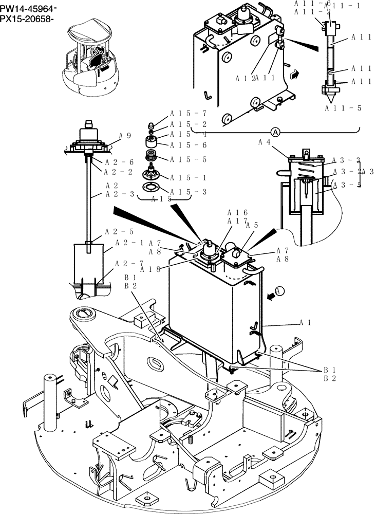 Схема запчастей Case CX36B - (063-60[1]) - TANK ASSEMBLY, HYDRAULIC (NIBBLER & BREAKER) (05) - SUPERSTRUCTURE