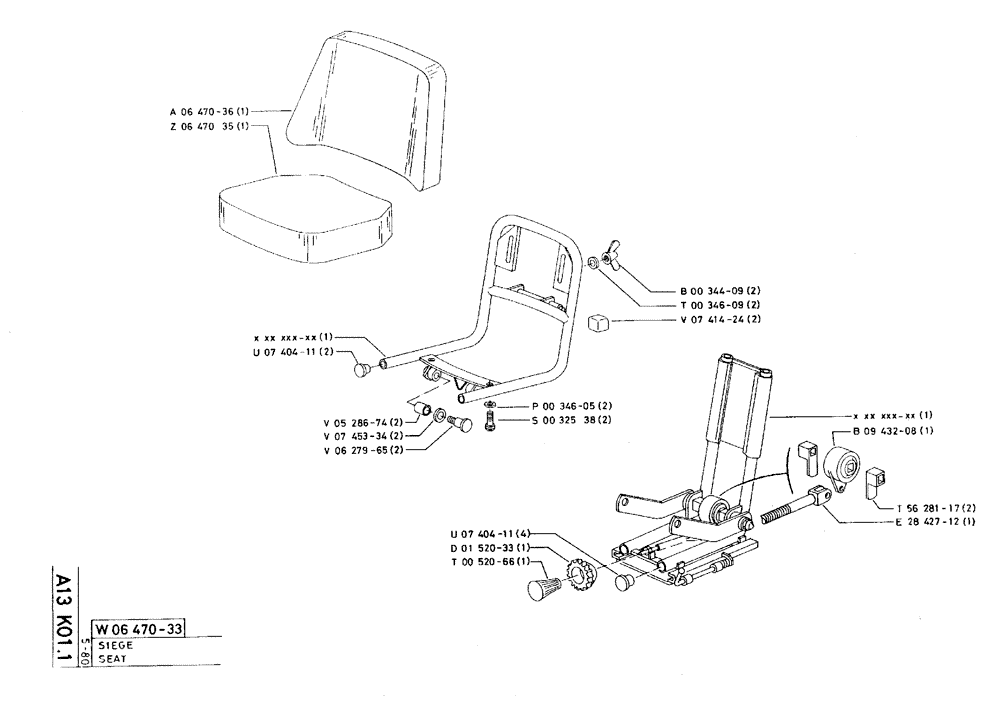 Схема запчастей Case 75C - (A13 K01.1) - SEAT (05) - UPPERSTRUCTURE CHASSIS