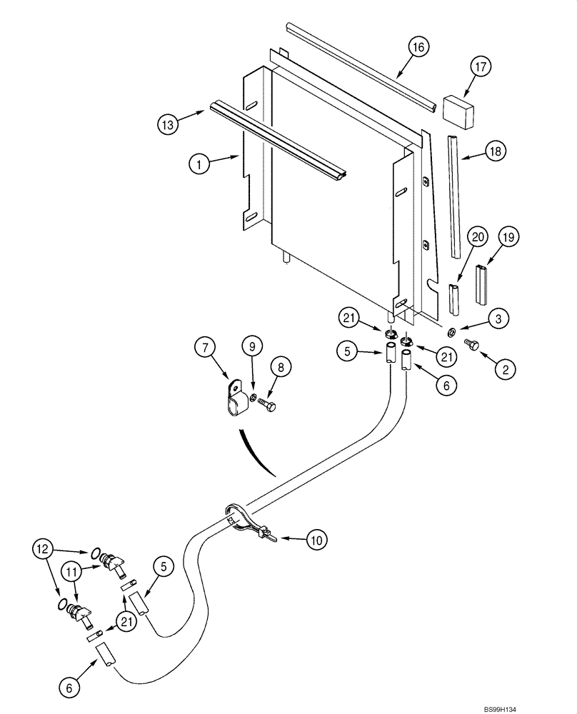 Схема запчастей Case 580M - (06-10) - COOLING SYSTEM - TRANSMISSION (WITHOUT AIR CONDITIONING) (06) - POWER TRAIN