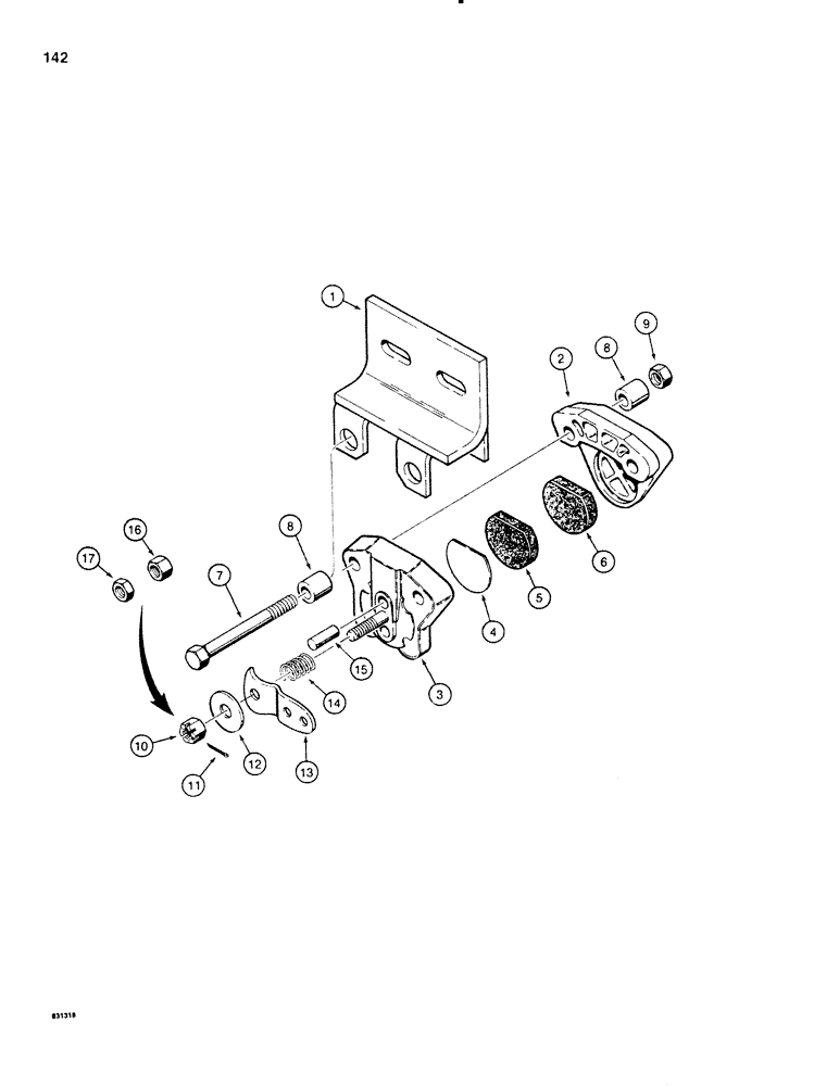 Схема запчастей Case SD100 - (142) - H591669 DISC BRAKE ASSEMBLY (33) - BRAKES & CONTROLS