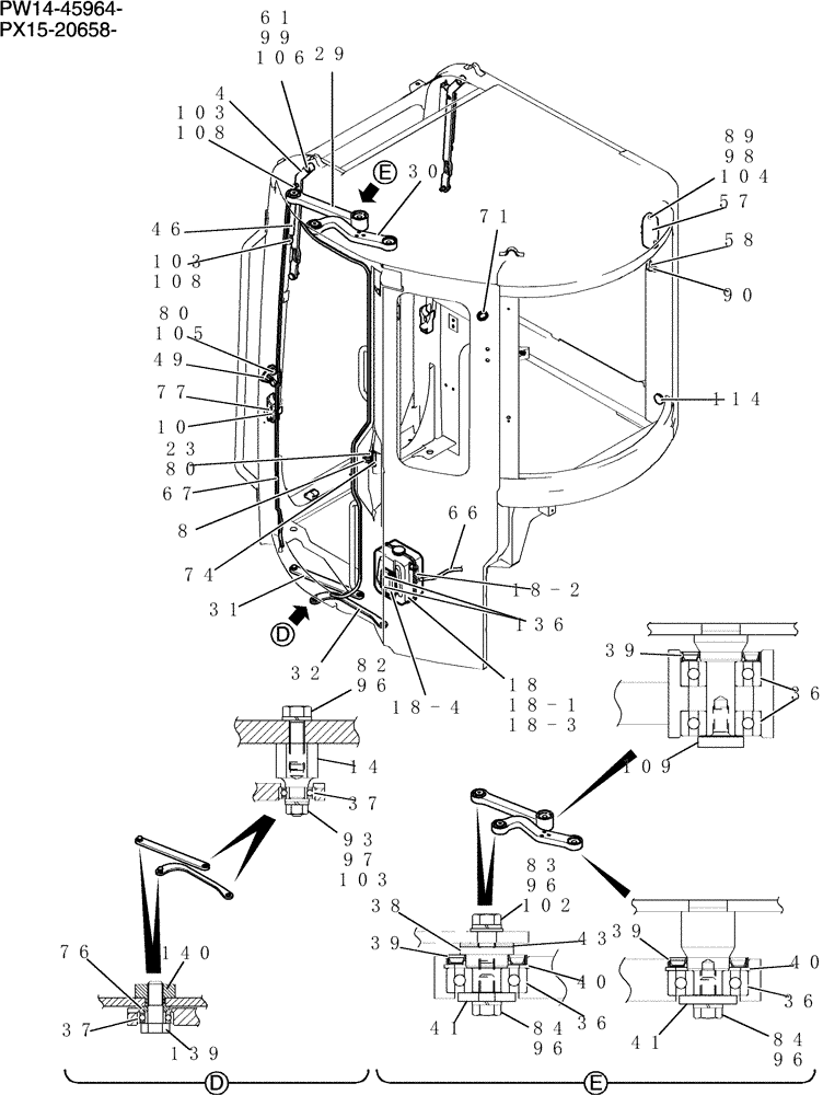 Схема запчастей Case CX31B - (744-27[3]) - CAB ASSY (COOLER) (36) - PNEUMATIC SYSTEM