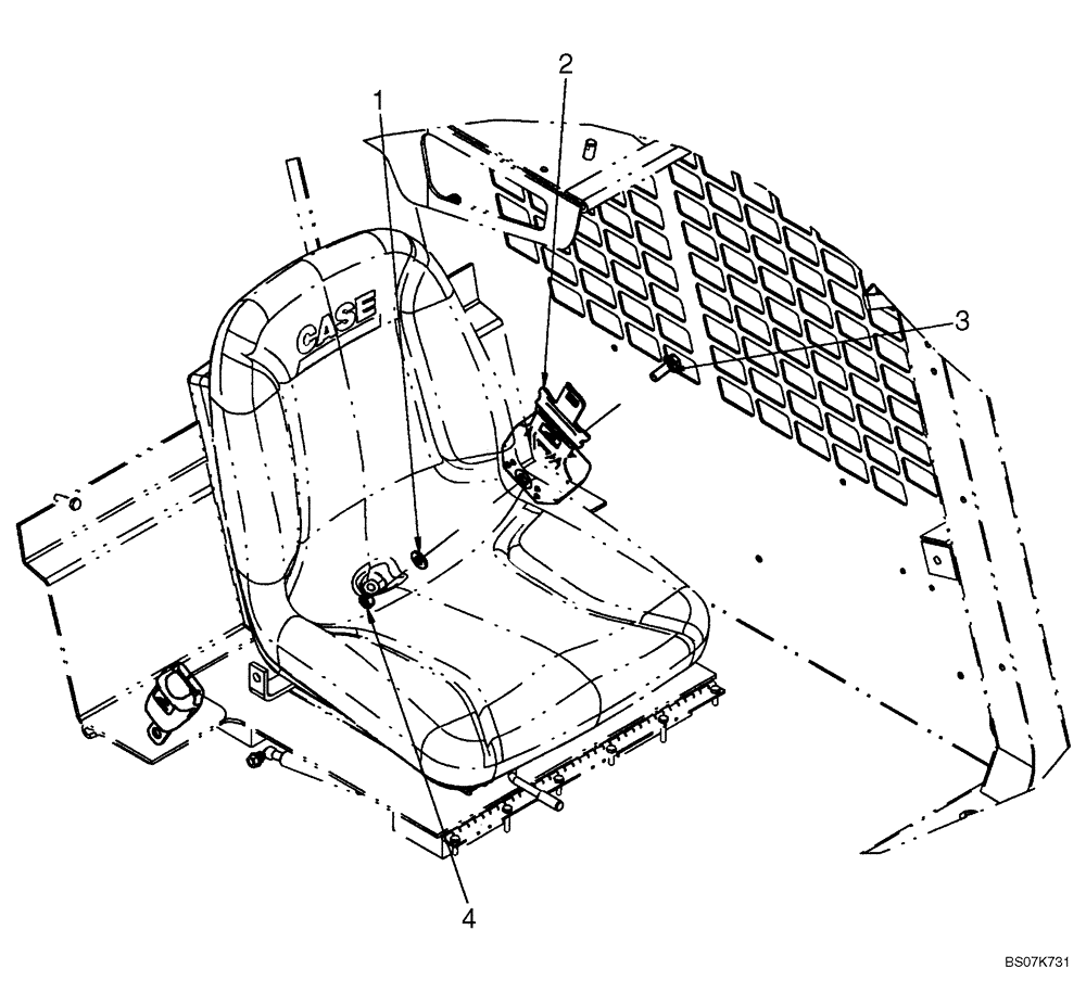 Схема запчастей Case 450CT - (09-39) - SEAT BELT, LAP BELT (3 IN) (09) - CHASSIS