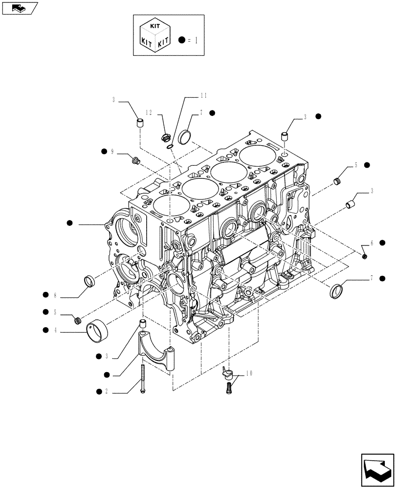 Схема запчастей Case SR220 - (10.001.02) - CYLINDER BLOCK & RELATED PARTS (504181441) (10) - ENGINE