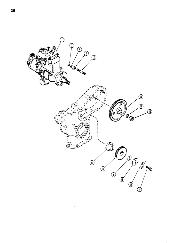 Схема запчастей Case DH5 - (26) - INJECTION PUMP DRIVE (10) - ENGINE