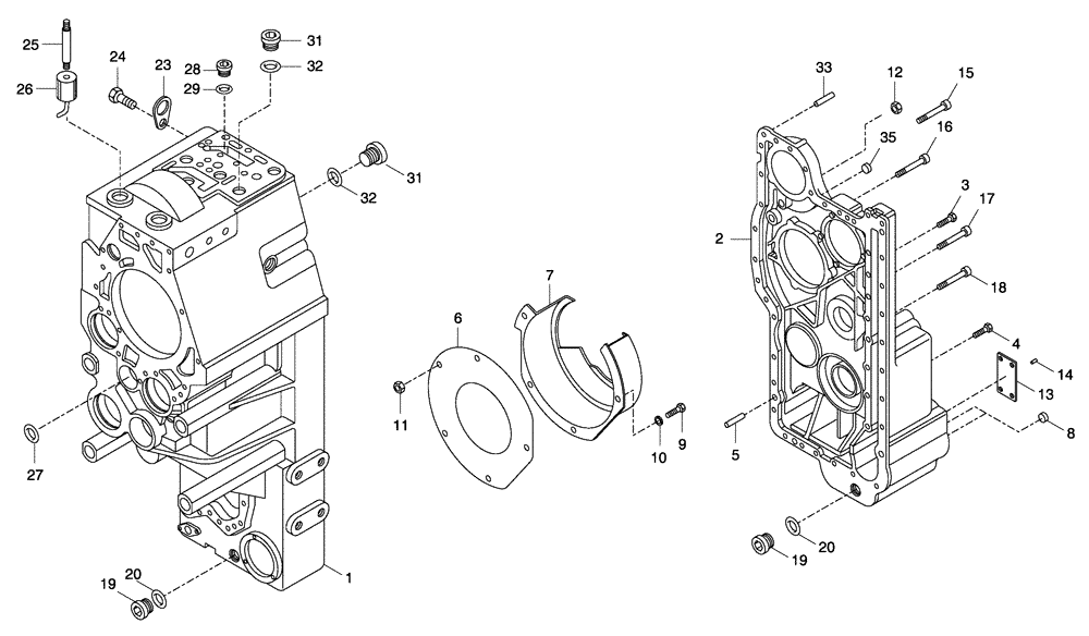 Схема запчастей Case 330 - (18A00020574[02]) - TRANSMISSION - HOUSING (03) - Converter / Transmission