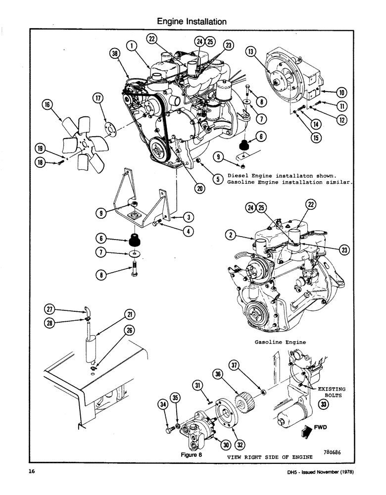 Схема запчастей Case DH5 - (016) - ENGINE INSTALLATION (10) - ENGINE