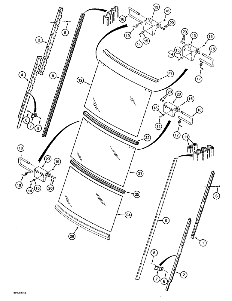 Схема запчастей Case 570LXT - (9-134) - CAB REAR WINDOW, 580L MODELS (09) - CHASSIS/ATTACHMENTS