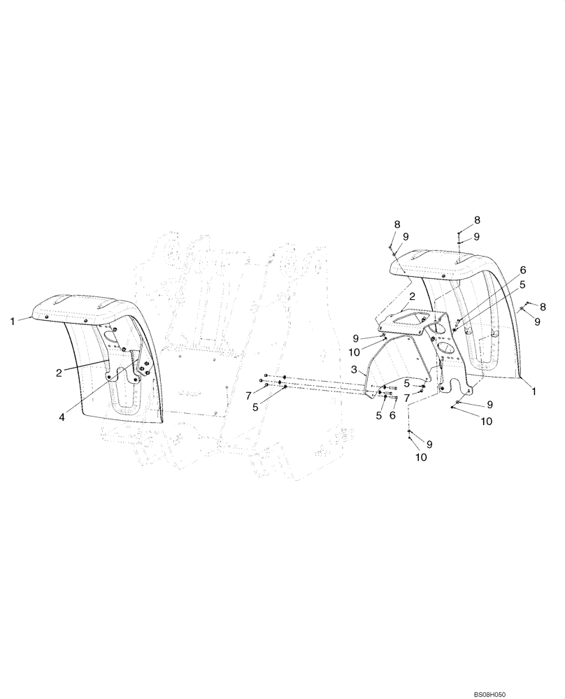 Схема запчастей Case 821E - (09-18) - FENDERS, FRONT - WIDE - ASN N8F203749 (09) - CHASSIS