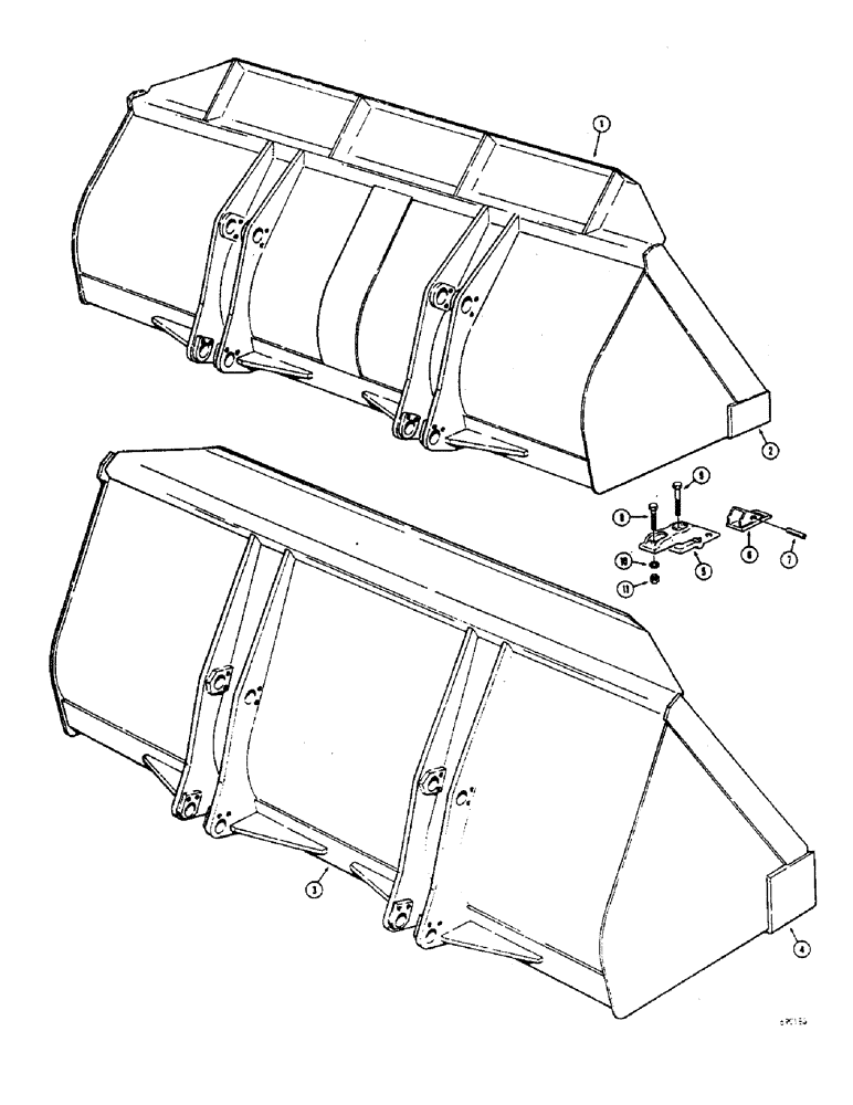 Схема запчастей Case W7E - (194) - LOADER BUCKETS (OPTIONAL TYPES), 1 CUBIC YARD LOADER BUCKET (09) - CHASSIS/ATTACHMENTS