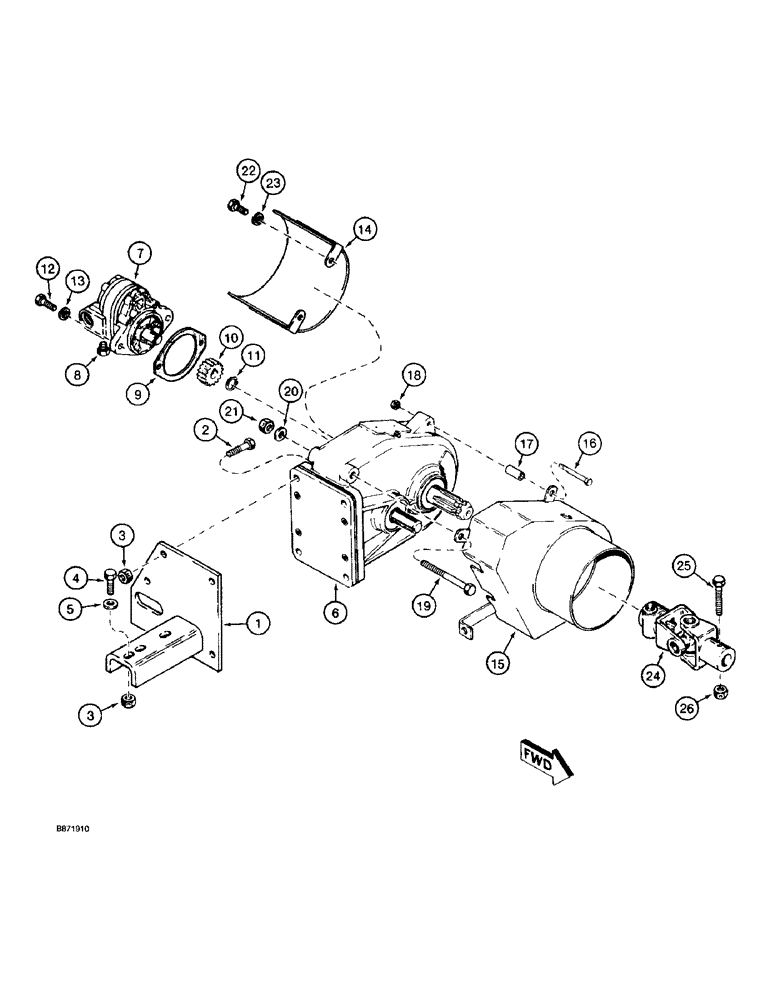 Схема запчастей Case TF300 - (9-70) - HYDRA-BORER GEARBOX AND MOTOR MOUNTING (09) - CHASSIS/ATTACHMENTS