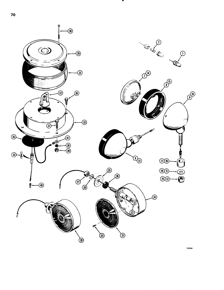 Схема запчастей Case W20 - (070) - LIGHTING EQUIPMENT (04) - ELECTRICAL SYSTEMS