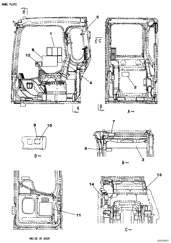 Схема запчастей Case CX225SR - (09-43) - DECAL - OPERATORS COMPARTMENT (09) - CHASSIS/ATTACHMENTS