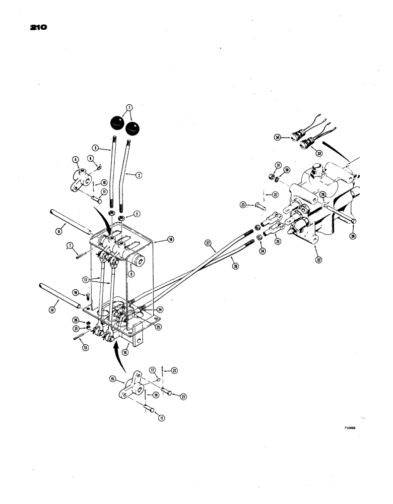Схема запчастей Case W24B - (210) - LOADER CONTROL VALVE AND LEVER, (2 SPOOL) (08) - HYDRAULICS