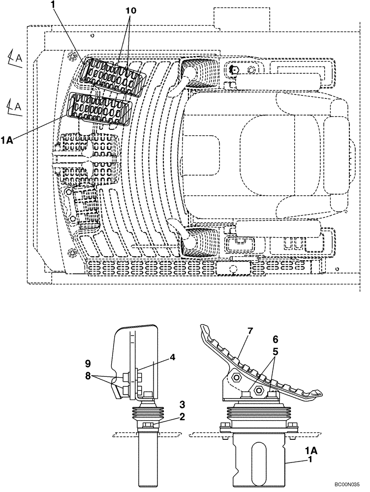 Схема запчастей Case CX460 - (09-12) - AUXILIARY HYDRAULIC CONTROL - TRAVEL CONTROL, SINGLE PEDAL (09) - CHASSIS/ATTACHMENTS