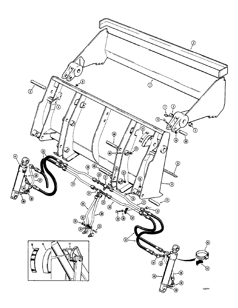 Схема запчастей Case 33 - (026) - D51347 4-IN-1 BUCKET, USED WITH BOLT TYPE MOUNTING PINS 