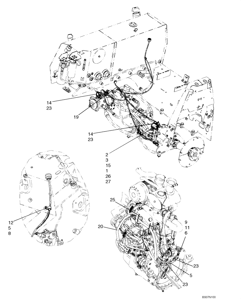 Схема запчастей Case 850L - (04-10) - HARNESS, ENGINE (LEFT-HAND SIDE AND REAR) (04) - ELECTRICAL SYSTEMS