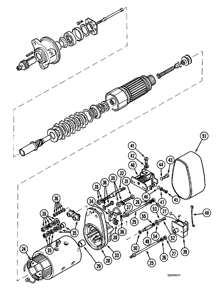 Схема запчастей Case 220B - (4-08) - STARTER, P.I.N. 74441 THROUGH 74597, P.I.N. 03201 AND AFTER (CONT) (04) - ELECTRICAL SYSTEMS