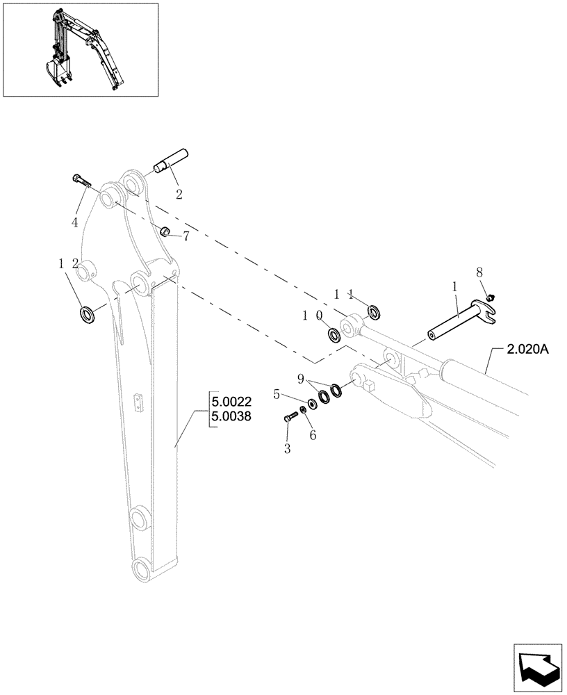 Схема запчастей Case CX22B - (2.003[02]) - ARM ASSEMBLY - STD (84) - BOOMS, DIPPERS & BUCKETS