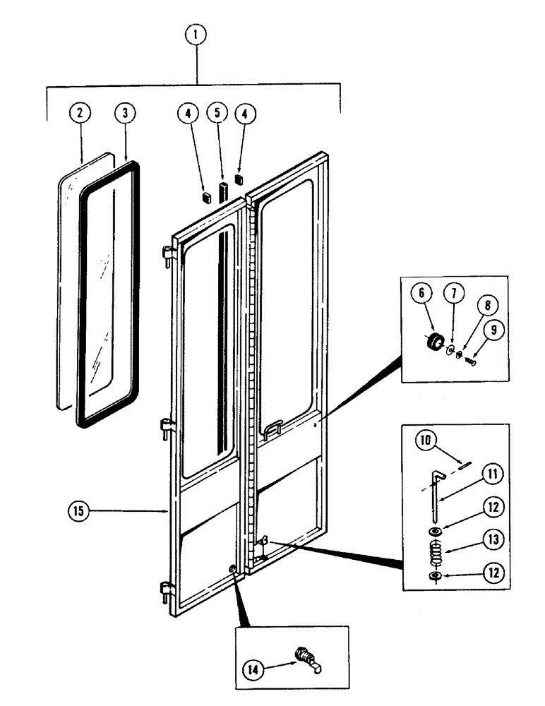 Схема запчастей Case 40 - (100) - CAB AND ATTACHING PARTS, (DOOR AND ATTACHING PARTS) (90) - PLATFORM, CAB, BODYWORK AND DECALS