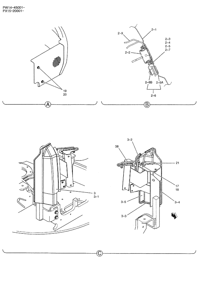 Схема запчастей Case CX36B - (01-068) - GUARD INSTAL (CAB) (05) - SUPERSTRUCTURE