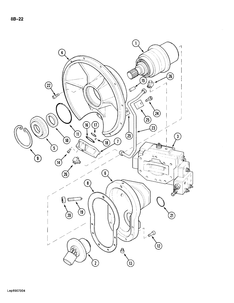 Схема запчастей Case 688 - (8B-22) - HIGH PRESSURE HYDRAULIC PUMP, FROM P.I.N. 11654 AND AFTER (08) - HYDRAULICS