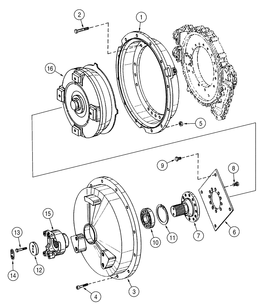 Схема запчастей Case 621D - (06-04) - TRANSMISSION - CONVERTER, COVER AND INPUT SHAFT (06) - POWER TRAIN