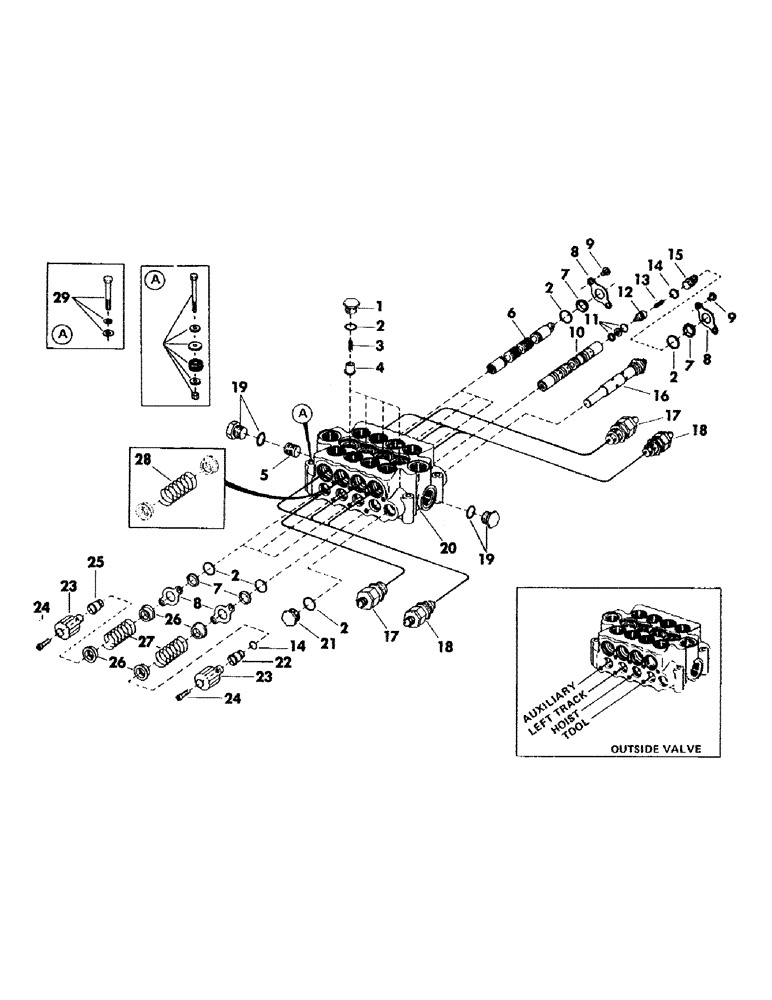 Схема запчастей Case 35EC - (141) - 4-SPOOL MAIN CONTROL VALVE, (USED WITH TOOL, HOIST, LEFT TRACK AND AUXILIARY CIRCUITS) (07) - HYDRAULIC SYSTEM