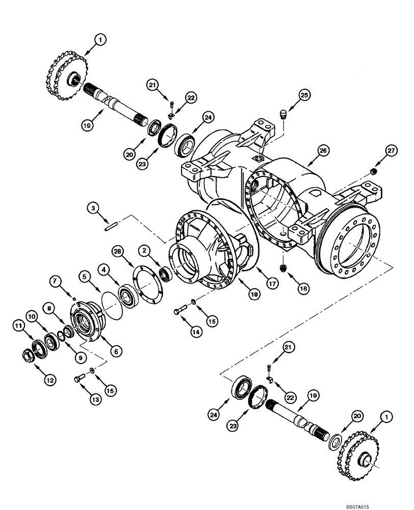 Схема запчастей Case 845 DHP - (06.32[00]) - REAR AXLE DANA - CENTER HOUSING (06) - POWER TRAIN