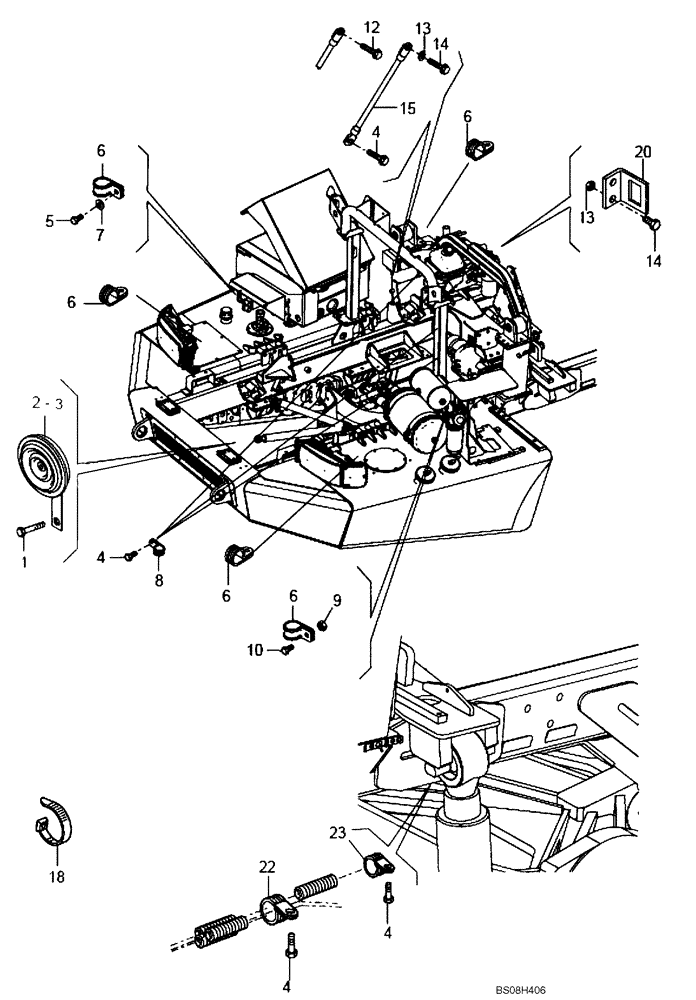 Схема запчастей Case 330B - (67A02021773[001]) - CLAMPING COMPONENTS & HORN (84121332) (13) - Electrical System / Decals