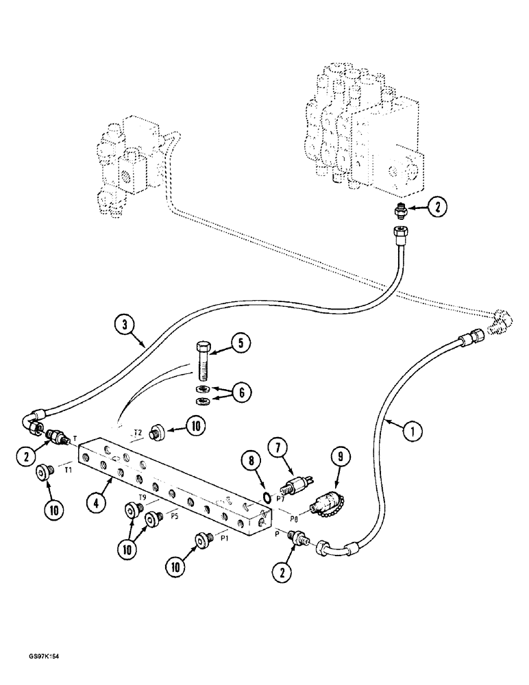 Схема запчастей Case 888 - (8D-02) - HYDRAULIC CONTROL CIRCUIT, AT MANIFOLD BLOCK (08) - HYDRAULICS