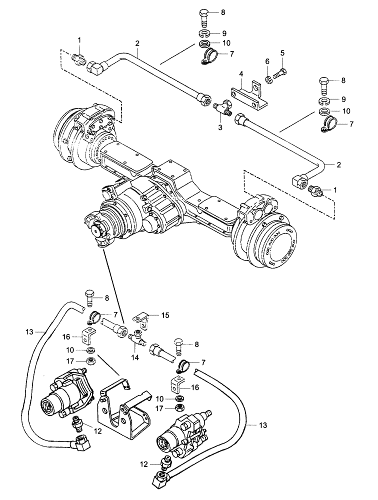 Схема запчастей Case 325 - (3.400[02A]) - BRAKE SYSTEM - INTERMEDIATE AXLE (09) - Implement / Hydraulics / Frame / Brakes