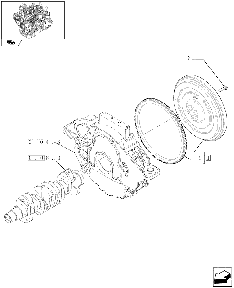 Схема запчастей Case F5CE9454E A002 - (0.08.3) - ENGINE, FLYWHEEL (504182801) 